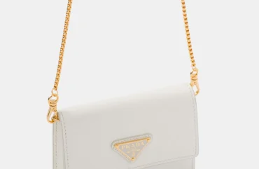 Porte-cartes à bandoulière en cuir Saffiano Prada